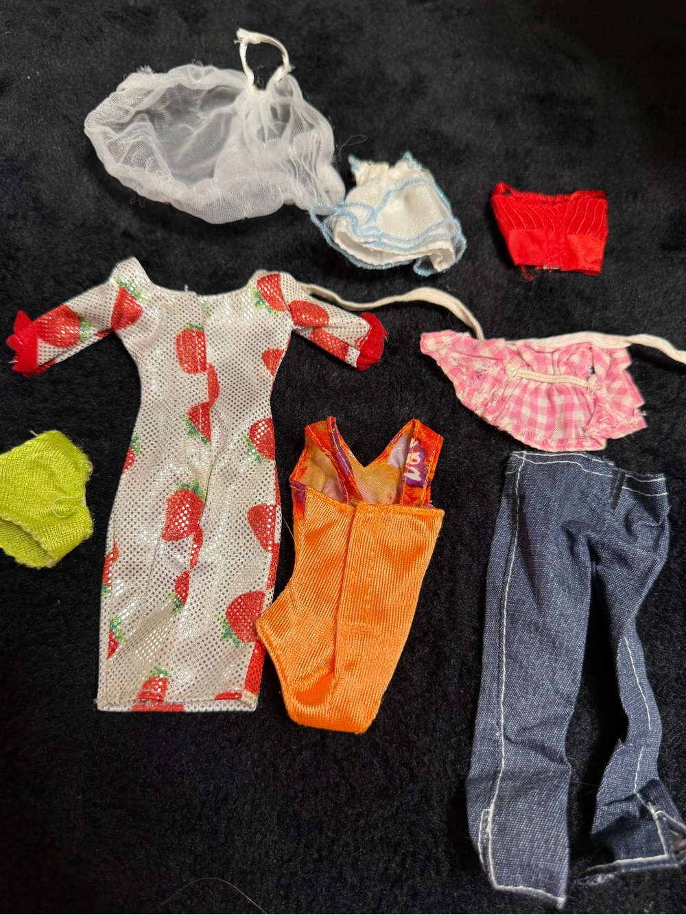 💖4/$25- Barbie Doll Clothes Strawberry Dress Jeans Orange Bodysuit Accessories - Picture 2 of 2